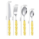 Axyaa Ceramic Pearl Cutlery Set - Knife, Fork, Spoon, Steak Spoon, Creative Design