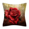Retro Floral Linen Pillow Cover Abstract Art Decor for Living Room Sofa by Axyaa