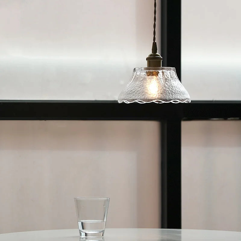 Axyaa Clear Glass LED Pendant Light with Adjustable Copper Socket for Modern Decor