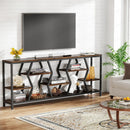 Axyaa Industrial 4 Tier Wood Sofa Table, 70.9" Long Narrow Entryway Accent Shelf