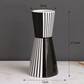 Axyaa Striped Ceramic Vase for Flowers Desk Decor Artifical Arrangement Aesthetic Ornament