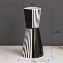 Axyaa Striped Ceramic Vase for Flowers Desk Decor Artifical Arrangement Aesthetic Ornament