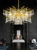 Axyaa Modern Crystal Chandelier: Nordic Luxury Gold Raindrop Pendant Lamp for Living Room