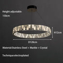 Axyaa Snowflake Print LED Pendant Light: Modern Luxury Crystal Lamp for Living & Dining Room