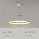 Axyaa Modern Black White Rings LED Pendant Chandelier for Living Room Bedroom Dining Kitchen