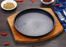 Axya Cast Iron Steak Pan with Non-Stick Enamel Coating and Wooden Base Holder