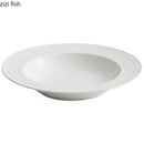 Axyaa White Barley Ceramic Deep Plate with Creative Relief Design