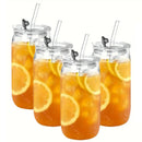 Axyaa 16oz Glass Tumblers with Lids & Straws - Set of 2