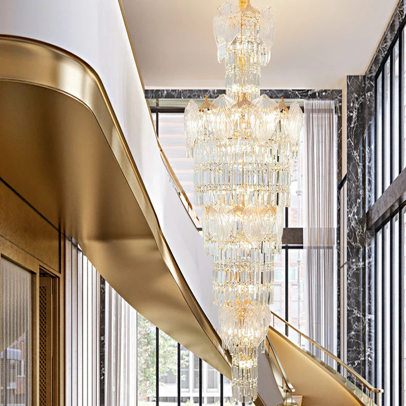 Axyaa Elegant Crystal Chandelier for Home, Hotel, and Villa Staircase