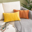 Axyaa Velvet Lumbar Throw Pillow Covers 12x20 Inch - Farmhouse Cushion Cover Cojines