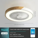 Axyaa Bladeless Remote Control Wood LED Ceiling Fan-Light, Modern Low Profile Square/Round Design