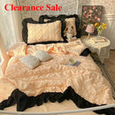 Axyaa Seersucker Chiffon Lace Summer Cool Quilt 3-Piece Set