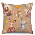 Axyaa Christmas Rabbits & Festive Characters Pattern Cushion Cover for Sofa, Bedroom, Car