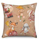 Axyaa Christmas Rabbits & Festive Characters Pattern Cushion Cover for Sofa, Bedroom, Car