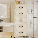 Axyaa 45cm Double-Door Storage Cabinet, Swivel Casters, Heavy-Duty, Kitchen/Bedroom/Living Room/Bathroom