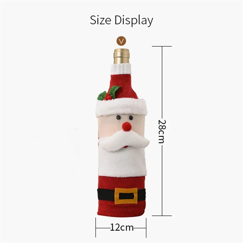 Axyaa Christmas Wine Bottle Cover Set for Festive Table Decor & Gifts