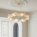 Axyaa French Cream Style Chandelier, Retro Crystal Glass Main Hall Light