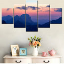 Axyaa Sunset Alps Mountains Wall Art Print for Home Decor