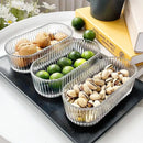 Axyaa Nordic Ribbed Glass Snack Dessert Bowl 400ml - Small Oval Shape