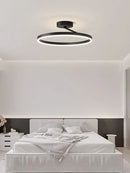 Axyaa Modern Minimalism Round LED Ceiling Chandelier White Black Aluminium Lamps