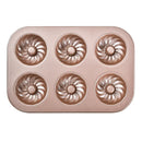 Axyaa 6 Hole Non-Stick Cake & Pastry Mould - Carbon Steel Baking Tray