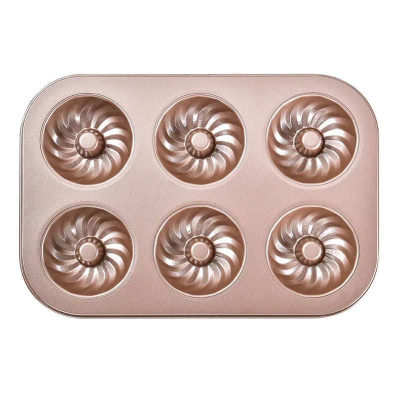 Axyaa 6 Hole Non-Stick Cake & Pastry Mould - Carbon Steel Baking Tray