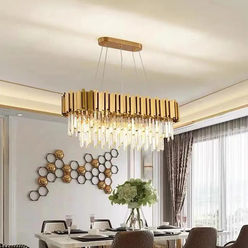 Axyaa European Style Crystal Chandelier for Dining Room Luxury Living Room Pendant Light