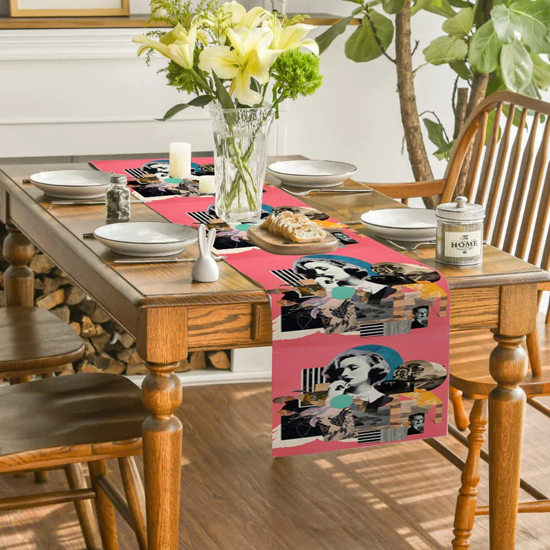 Axyaa Geometric Flower Table Runner for Rustic Home Dining Decor