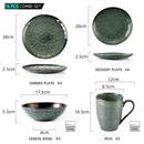 Axya Starry Green Dinner Set - 48-Piece Kiln Change Glaze Tableware