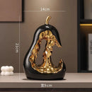 Axyaa Goldene Birne Keramik Skulptur Obst Deko Hohle Abstrakte Figur