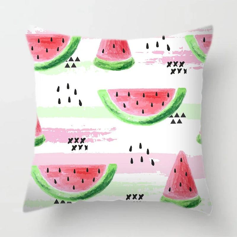 Axyaa Tropical Fruits Cushion Cover Watermelon Pineapple Decorative Pillow Case