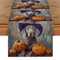 Axyaa Halloween Dog Wizard Hat Pumpkin Table Runner