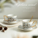 Axyaa Ceramic Coffee Cup and Dish Set: European Town Theme, English Style, Retro Design