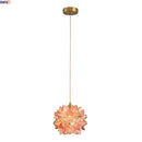 Axyaa Pink Glass Flower LED Pendant Lamp with Gold Retro Base