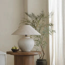 Wabi-sabi Retro Ceramic Table Lamp with Fabric Shade for Home Decor by Axyaa