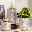 Axyaa White Gold Ceramic Vase General Jar Jewelry Storage Creative Decorations
