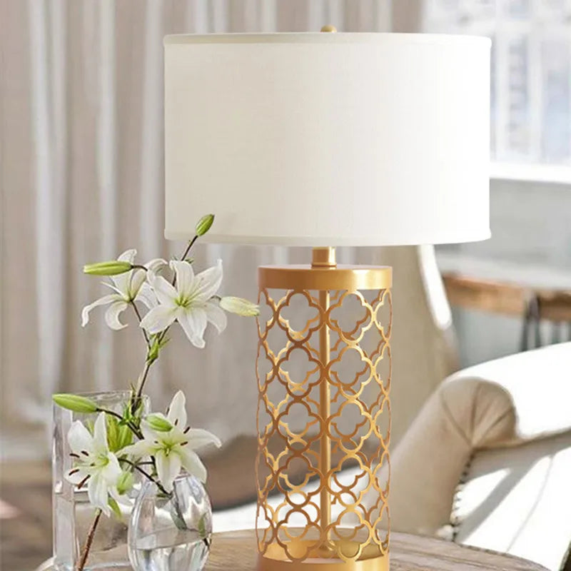 Nordic Modern Axyaa Metal Base Table Lamp with Fabric Lampshade