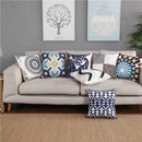Axyaa Blue Floral Mandala Leaves Wave Cushion Cover 45x45cm