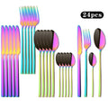 Axyaa 24Pcs Gold Cutlery Set Stainless Steel Flatware Dinnerware Kitchen Tableware