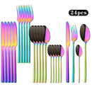 Axyaa 24Pcs Gold Cutlery Set Stainless Steel Flatware Dinnerware Kitchen Tableware
