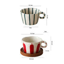 Stripe Latte Art Coffee Mug Set by Axyaa - Exquisite Ceramic Cup for Home and Gifts