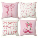 Axyaa Pink Bow Cherry Pillowcase: Soft, Sofa Cushion Cover for Stylish Comfort
