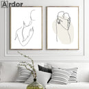 Axyaa Cat Print Hand in Hand Wall Art Canvas Painting Black White Poster Home Decor