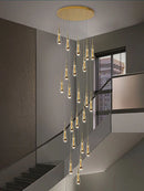 Axyaa Crystal Pendant Chandelier for High Ceilings and Modern Interiors