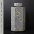 Axyaa Ceramic Hexagonal Jars, Handcrafted Chinese-Style Vases, Wabi-Sabi Living Room Decor