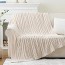 Axyaa Chenille Plaid Throw Blanket - Soft & Thick Knitted Bedspread
