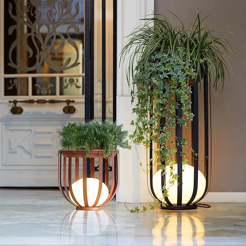 Axyaa Solar Garden Lamp: Stylish Nordic Flowerpot Light for Courtyard, Walkway, Yard - IP65 Waterproof