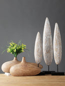 Axyaa Striped Resin Vase Imitation Wood Finish - Desktop Decoration & Crafts