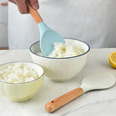 Axyaa Vertical Wooden Handle Silicone Kitchen Utensils Set - Non Stick Cooking Shovels Spoons