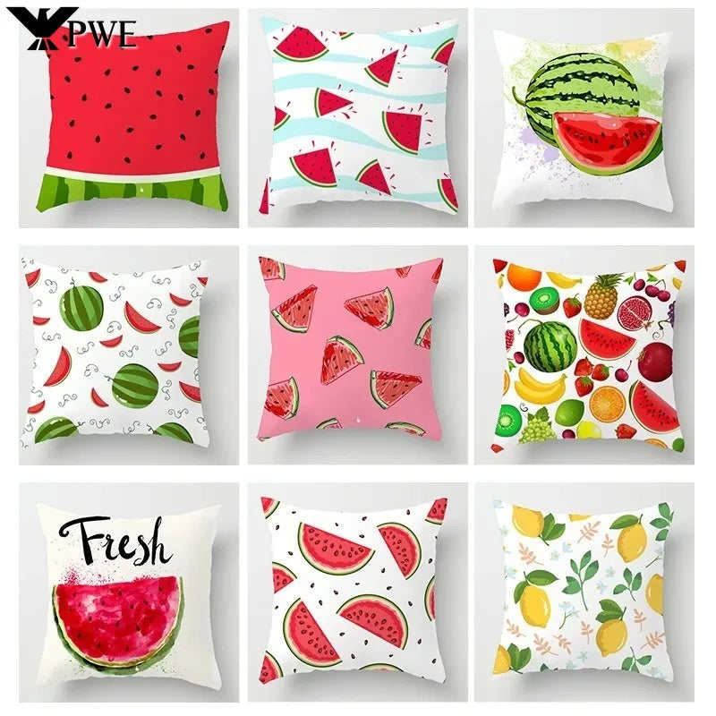 Axyaa Cartoon Watermelon Banana Print Seat Cushion Cover